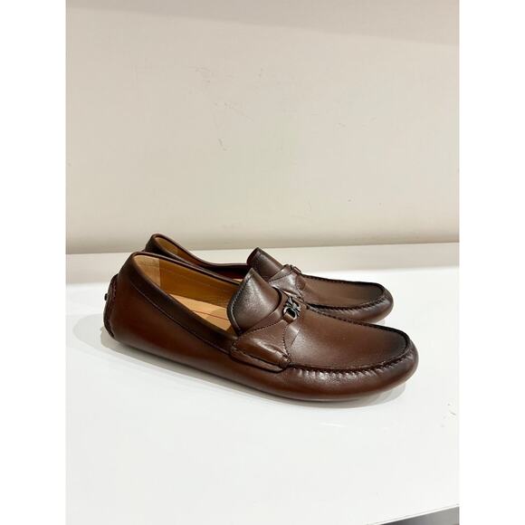 Salvatore Ferragamo Florin Leather Moccasin Driving Loafer Shoes Brown Men 10.5E main image 4